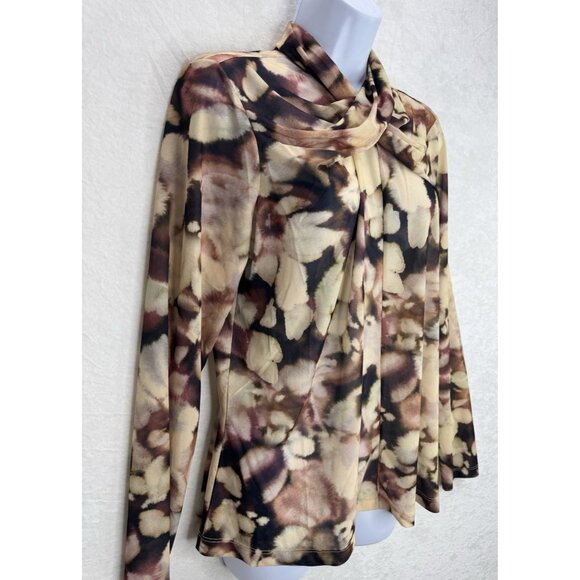 ELOQUII Women's Watercolor Print Mesh Cross Neck Shirt Size 14-16 NWT - Picture 3 of 12